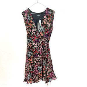 YUMI KIM Wrap Floral Multicolor Dress Knee Length M
